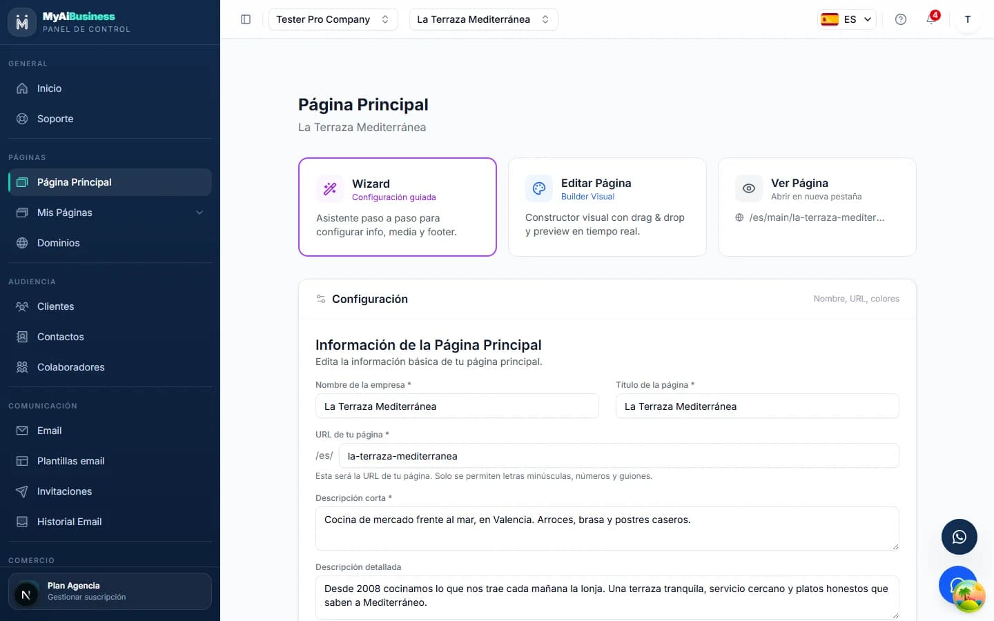 Your main website in 10 minutes