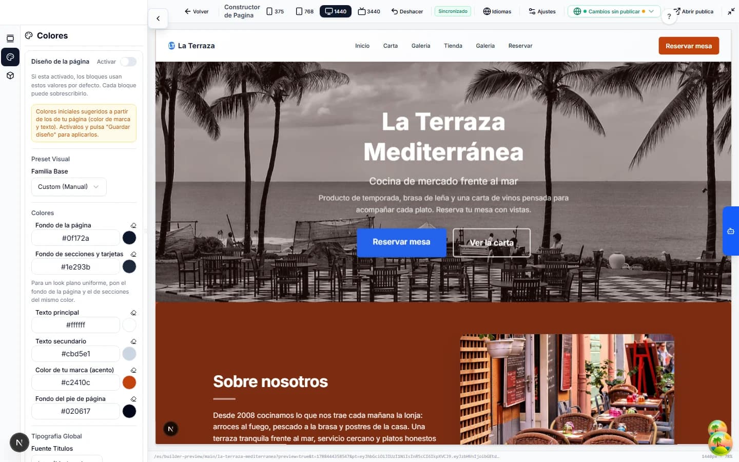 Global styles: colours, fonts and palette