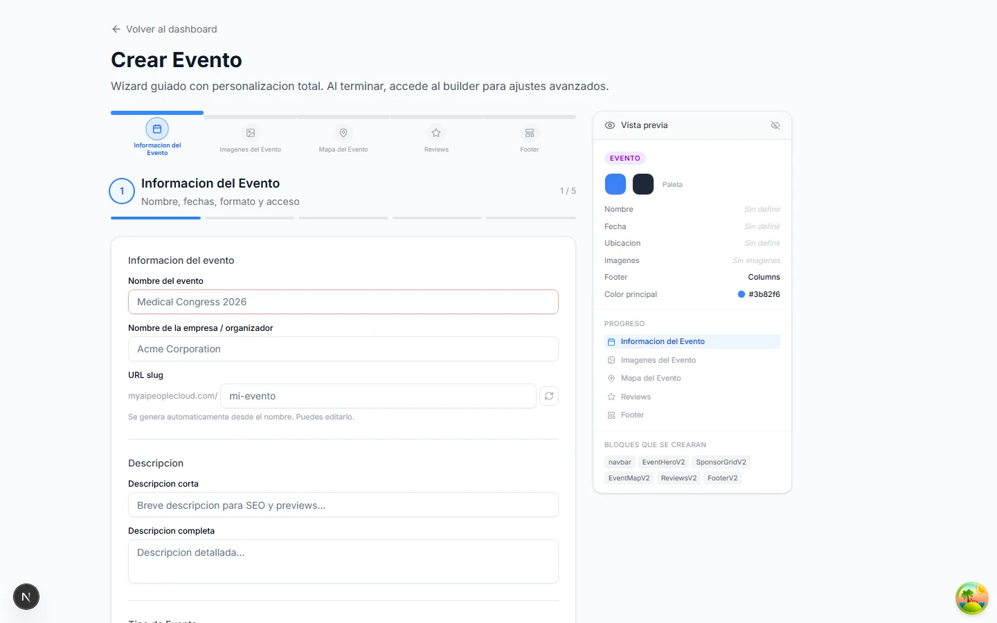Create an event with confirmations